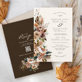 Elegante Herfstbloem Donkerbruine Boho Herfst Brui Kaart