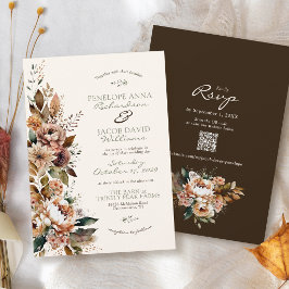 Elegante Herfstbloem Donkerbruine Boho Herfst Brui Kaart