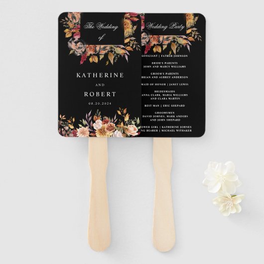 Elegante Herfstbloem met Sfeer Handwaaier (Voorkant en achterkant)