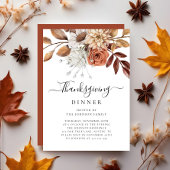Elegante herfstbloem Thanksgiving-diner Kaart