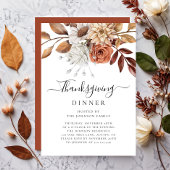 Elegante herfstbloem Thanksgiving-diner Kaart