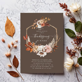 Elegante herfstbloem thanksgiving diner  kaart