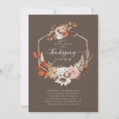 Elegante herfstbloem thanksgiving diner kaart (Voorkant)