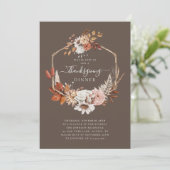 Elegante herfstbloem thanksgiving diner kaart (Staand voorkant)