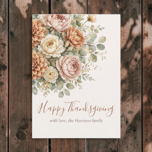 Elegante herfstbloemboeket Thanksgiving Kaart