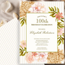 Elegante herfstbloemen 100ste verjaardagsuitnodigi