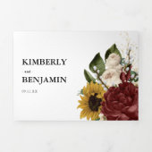 Elegante herfstbloemen 3 in 1 drievoudige bruiloft drieluik uitnodiging (Cover)