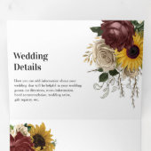 Elegante herfstbloemen 3 in 1 drievoudige bruiloft drieluik uitnodiging (Binnenzijde eerst)