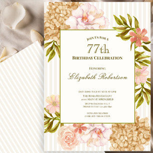 Elegante herfstbloemen 77e verjaardagsuitnodiging kaart