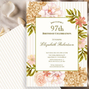 Elegante herfstbloemen 97e verjaardagsuitnodiging kaart
