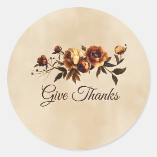 Elegante Herfstbloemen Bloemige Dank Ronde Sticker