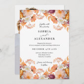 Elegante herfstbloemen bruiloft kaart (Voorkant / Achterkant)