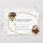 Elegante herfstbloemen & geometrische Lijsten brui RSVP Kaartje (Voorkant)