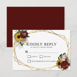 Elegante herfstbloemen & geometrische Lijsten brui RSVP Kaartje