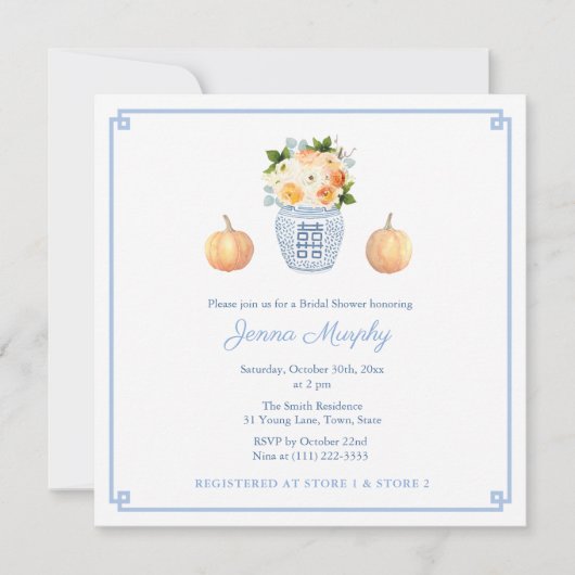 Elegante herfstbloemen Ginger Jar Vrijgezellenfees Kaart (Voorkant)