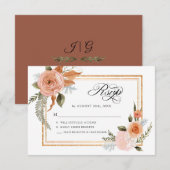 Elegante herfstbloemen in terracotta roze bloemen  RSVP kaartje (Voorkant / Achterkant)