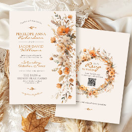 Elegante Herfstbloemen Ivoren Rustieke Herfst Brui Kaart