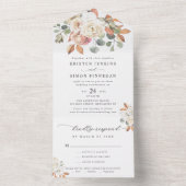 Elegante Herfstbloemen Script Moderne Trouwdag All In One Uitnodiging (Binnen)