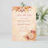 Elegante herfstbloemenaankondiging neutraal save the date (Staand voorkant)