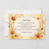 Elegante herfstbloemenen bruiloft bedankkaart (Voorkant)