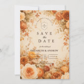Elegante herfstbloemenen bruiloft save the date (Voorkant)