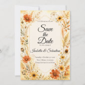 Elegante herfstbloemenen bruiloft save the date (Voorkant)