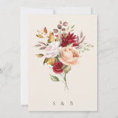 Elegante herfstbloemige trouwuitnodiging kaart (Achterkant)