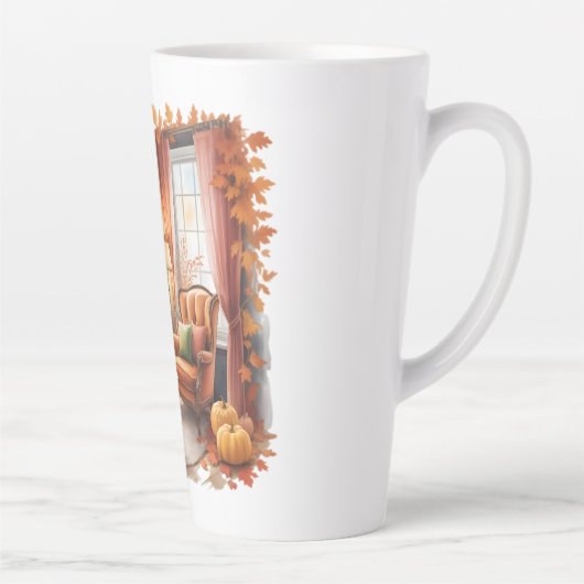 Elegante herfstboekenplank mokken — knusse gordijn (Rechts)