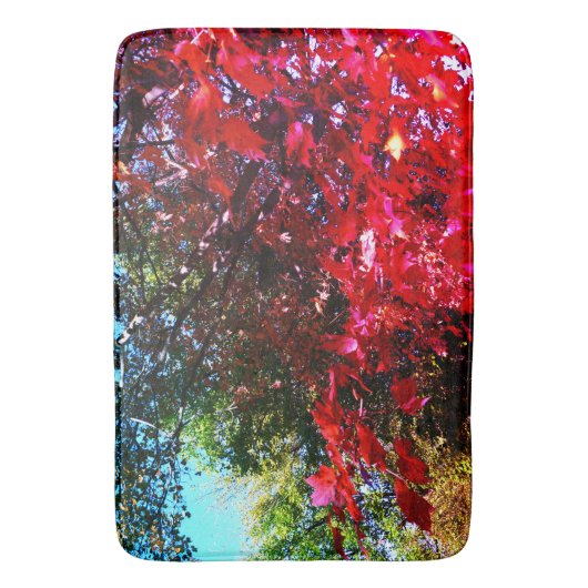 Elegante herfstbomen rode roze bladeren badmat (Voorkant Verticaal)