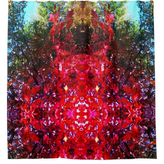 Elegante herfstbomen rode roze bladeren douchegordijn (Voorkant)