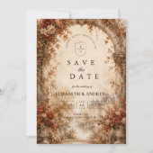Elegante herfstboogtrouw save the date (Voorkant)
