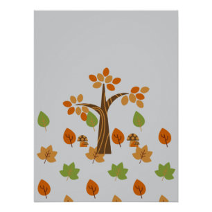 Elegante Herfstboom & Blad Stijlvol Perfect Poster