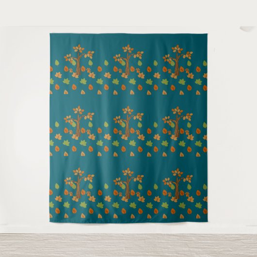 Elegante Herfstboom & Blad Stijlvol Wandkleed (Voorkant)