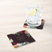 Elegante herfstbordeaux Bourgondische bloemengoude Kartonnen Onderzetters (Insitu)