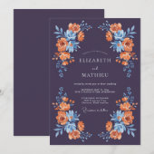 Elegante Herfstbruiloft met Aubergine Kaart (Voorkant / Achterkant)