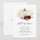 Elegante herfstbruiloft pompoen bordeauxrozen kaart (Voorkant / Achterkant)