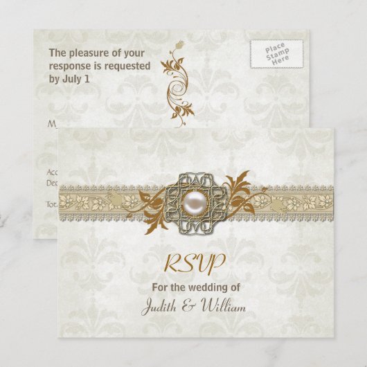 Elegante herfstbruiloft RSVP Post Kaart (Voorkant / Achterkant)