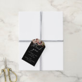 Elegante herfstbruiloft | Zwarte Boho bloemige bed Cadeaulabel (Met Touw)