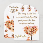 Elegante herfsthuwelijksuitnodiging met Herfst Kaart (Voorkant / Achterkant)