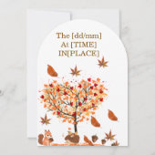 Elegante herfsthuwelijksuitnodiging met Herfst Kaart (Achterkant)