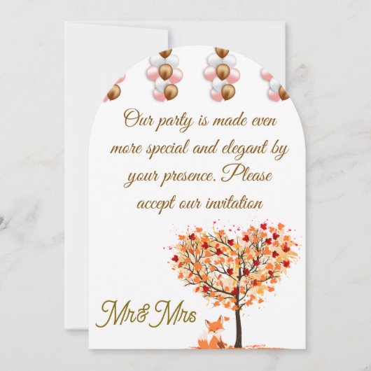 Elegante herfsthuwelijksuitnodiging met Herfst Kaart (Voorkant)