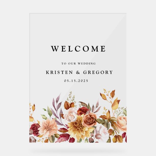 Elegante herfstige bruiloft met stemming acryl bord (Voorkant)