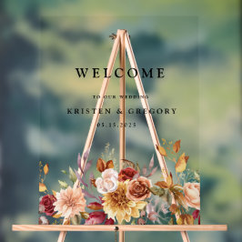 Elegante herfstige bruiloft met stemming acryl bord