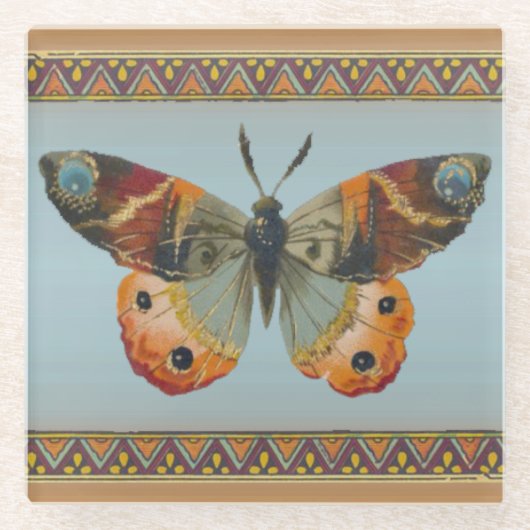 Elegante herfstkleurige Monarch vlinderranden Glazen Onderzetter (Voorkant)