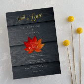 Elegante herfstliefde | Gouden Script herfst bruil Kaart