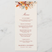 Elegante herfstloof zachte waterverf bruiloft menu (Voorkant)