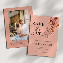 Elegante herfstmoderne Waterverf terracotta Save The Date