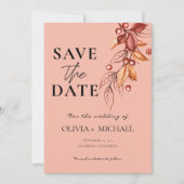 Elegante herfstmoderne Waterverf terracotta Save The Date (Voorkant)
