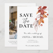 Elegante herfstmoderne Waterverf terracotta Save The Date (Voorkant / Achterkant)