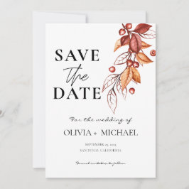 Elegante herfstmoderne Waterverf terracotta Save The Date